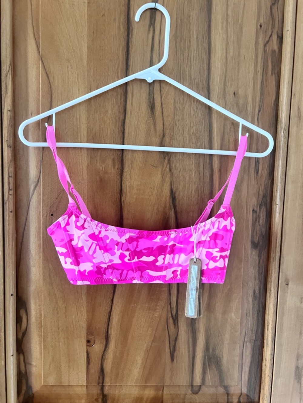 SKIMS Pink Camo Bikini Top